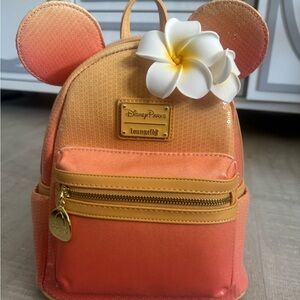 Loungefly Disney Aulani Exclusive Peach Plumeria Mini Backpack (NEW)